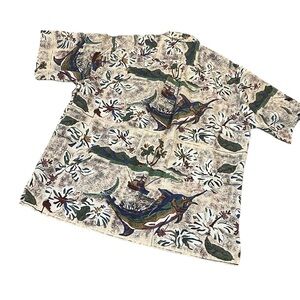 Kahala Hawaiian Shirt Men’s L Vintage Marlin Fishing Print 100%‎ Cotton Resort